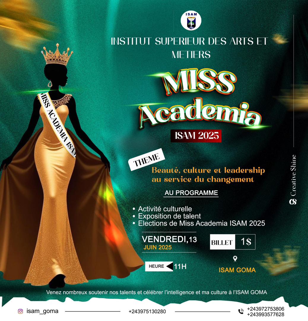 Dépêche: ISAM Goma annonce la Journée Miss Academia 2025 : la culture et les talents à l’honneur
