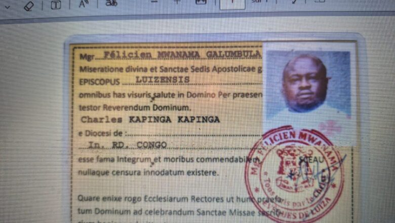 RDC : Le diocèse de Luiza dénonce un faux prêtre utilisant un “celebret” falsifié