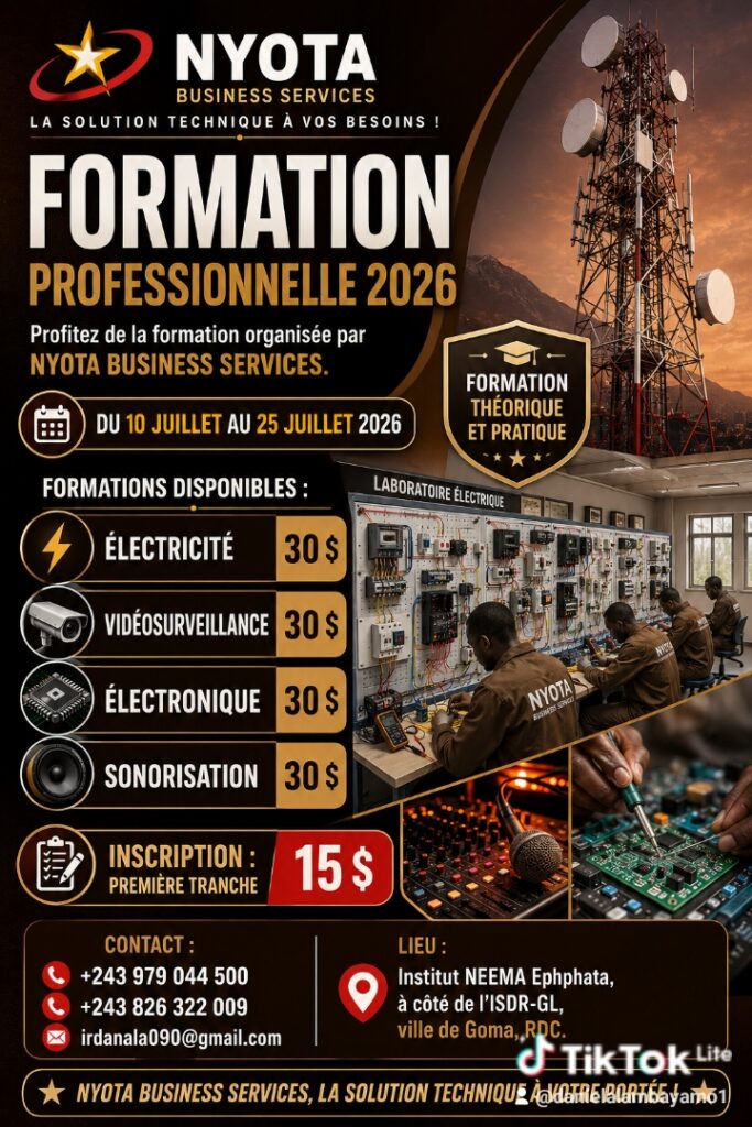 Goma : Nyota Business Services ouvre les inscriptions pour sa formation professionnelle 2026