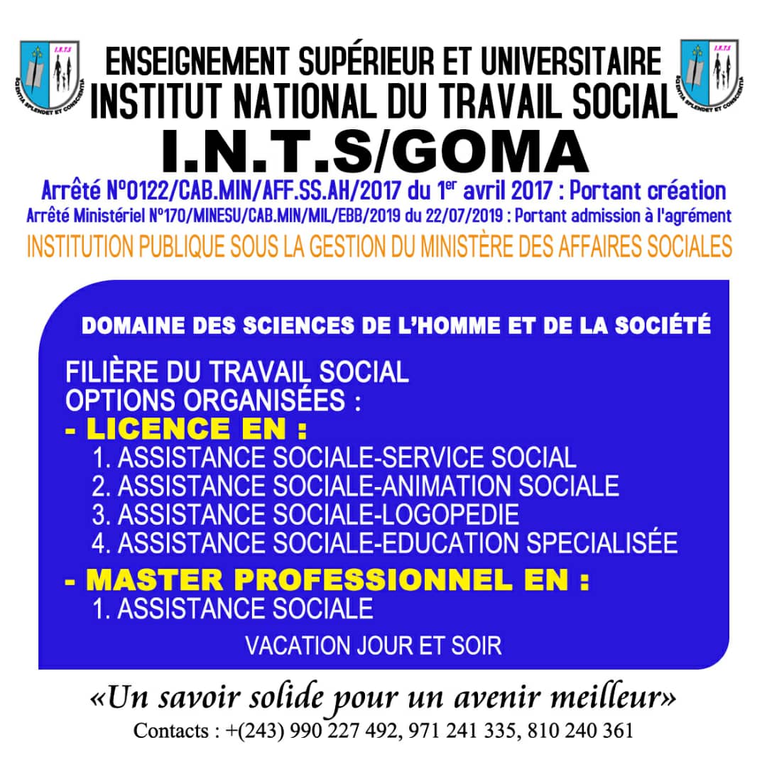 INTS/Goma : 19 étudiants finalistes défendent avec succès leurs mémoires en Assistance Sociale – Service Social