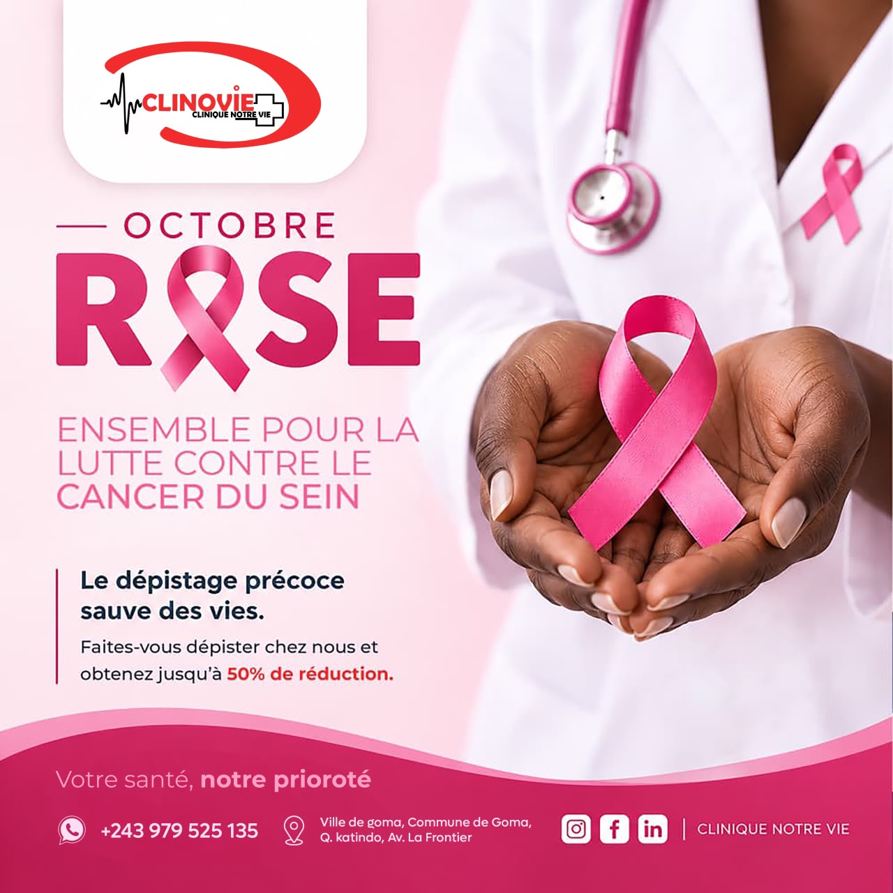 Goma : La Clinique Notre Vie lance sa campagne « Octobre Rose » contre le cancer du sein